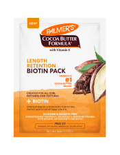 Benefits:

Silicone free, intense strengthening treatment
Nourishes brittleness, breakage and split ends
Deeply penetrates
Improves shine and manageability
Created for all curl patterns and textures
Silicone free
No parabens, phthalates, mineral oil, gluten or dyes
For healthier looking hair, use the entire Palmer's Cocoa Butter Formula Length Retention system
Committed to responsible sourcing

 
Palmer’s Cocoa Butter Formula® Length Retention system with Biotin, fully strengthens hair with powerhouse natural protectants that help block fragileness, brittleness, breakage and split ends, to help hair achieve its optimal length.
This silicone free, intense strengthening treatment, nourishes brittleness, breakage and split ends.