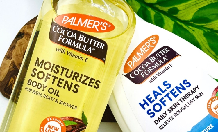 Whether you use body oil or lotion first, Palmer's Cocoa Butter Formula Moisturizing Body Oil & Daily Skin Therapy Lotion will leave your skin healthy-looking and glowing